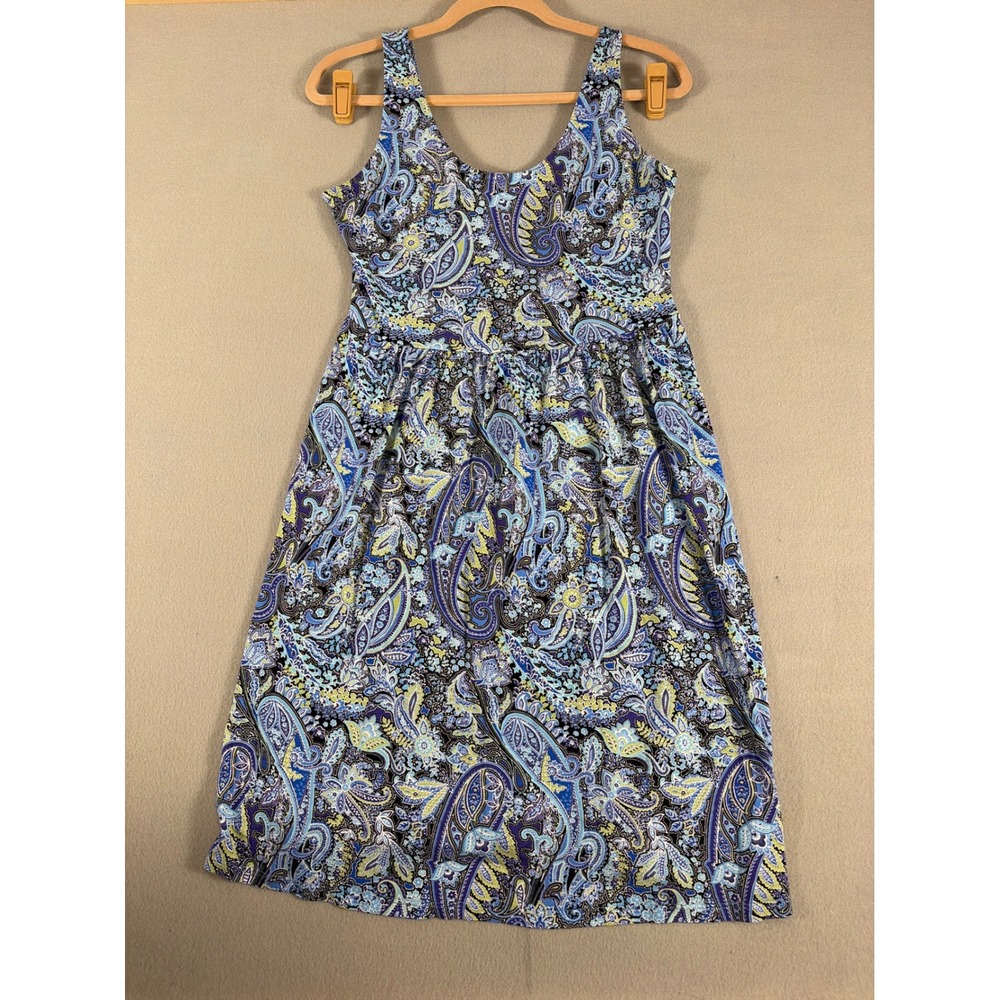 Lascana Blue Paisley Sleeveless Midi Dress Womens Size 10 Adjustable Straps 0843